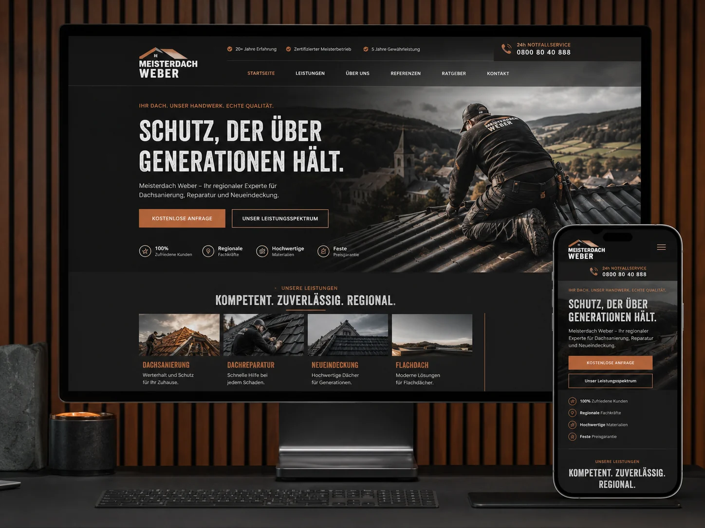 Meisterdach Weber Website Beispiel